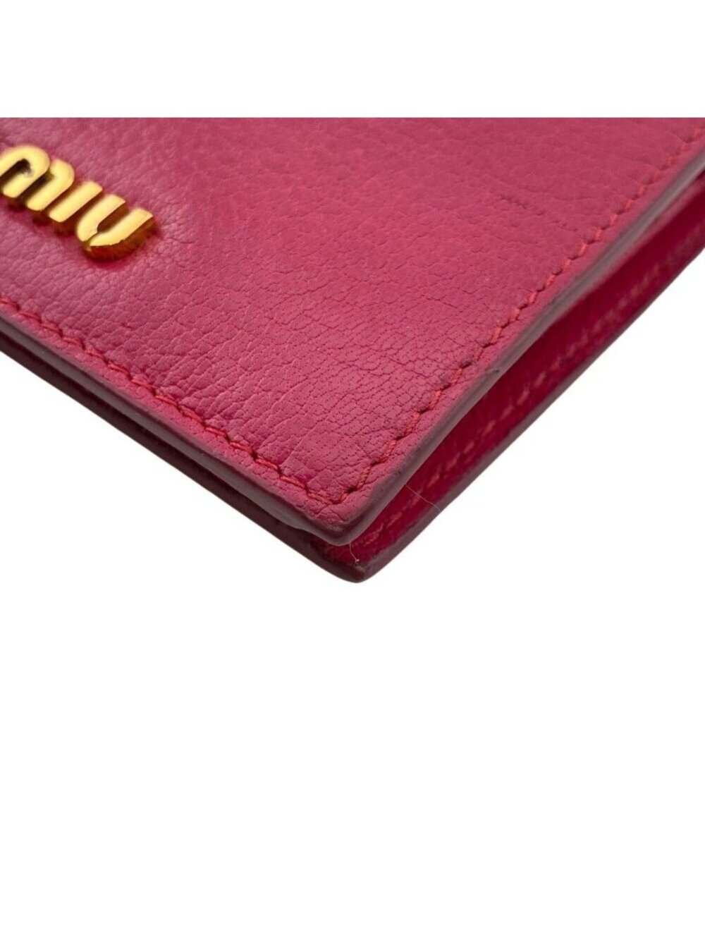 Miu Miu Logo Leather Compact Wallet Bifold Pink - Picture 3 of 7